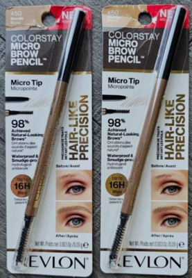 2 Pack Revlon Colorstay Micro Brow Pencil with Spoolie Brush #450 Blonde 