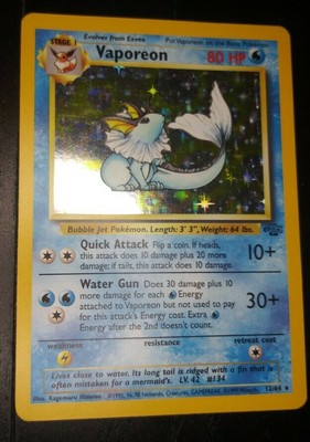 vaporeon 12 64 est price 16 50 vaporeon 12 64 jungle set holo 1999 pokemon card rare