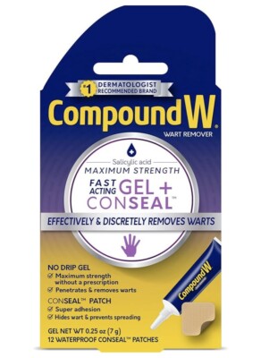 Compound W Maximum Strength Fast Acting Gel Wart Remover with 12 ConSeal Patches
