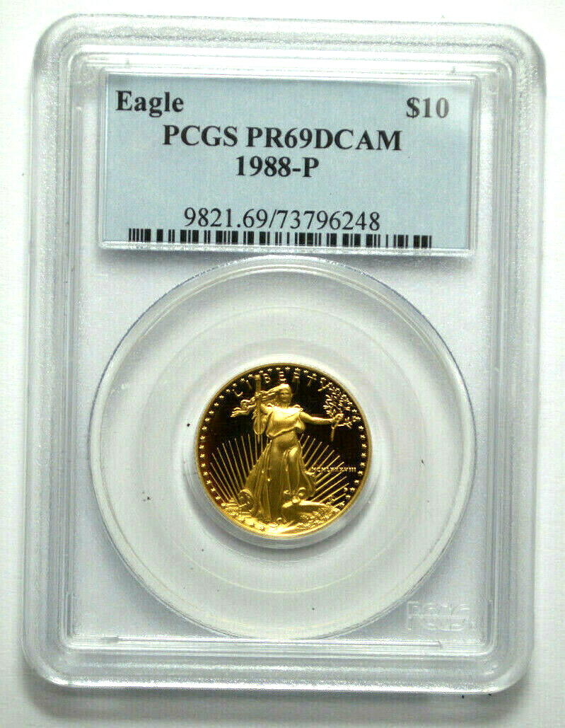 1988-P $10 PCGS PR69 DCAM Proof Gold 1/4 oz American Eagle