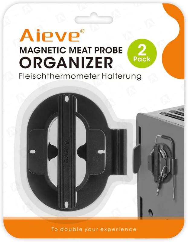Aieve Meat Probe Organizer, 2 Pack Magnetic Thermometer Probe Spool Warp for Hom