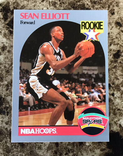 SEAN ELLIOTT - 1990-91 - NBA HOOPS - ROOKIE - CARD # 267 - SAN ANTONIO SPURS NBA. rookie card picture