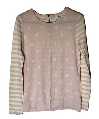 Clements Ribeiro Portobello Medium 100% Merino Wool Dots  Stripes Pink Sweater.