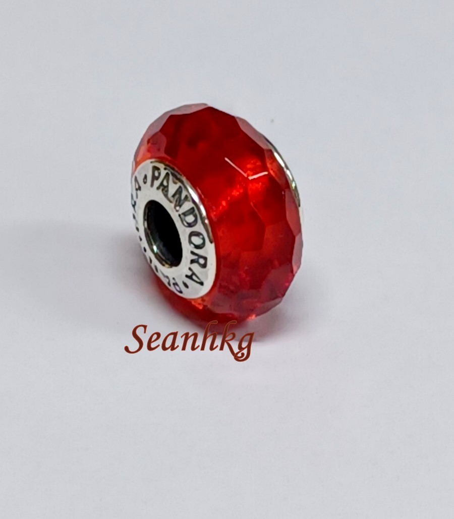 Pandora Red Faceted Murano Bead Charm Sterling Silver
