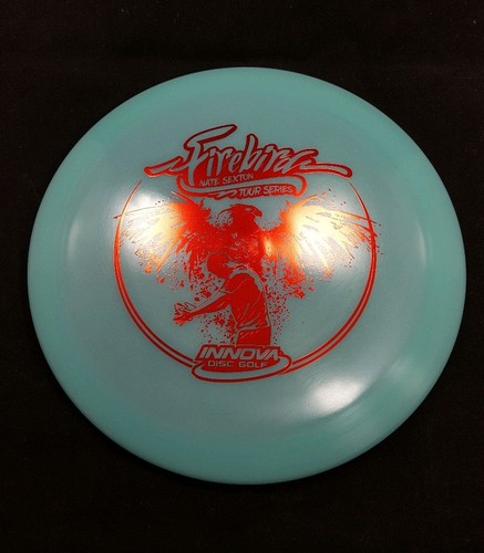 Aqua Red stamp 2017 Sexton Glow Champion Firebird Innova Disc Golf 175g