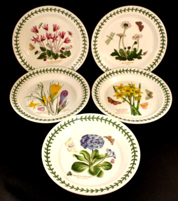 Portmeirion Botanic Garden Bread Plates FIVE (5) Unique Flowers 7 1/4'' V. NICE