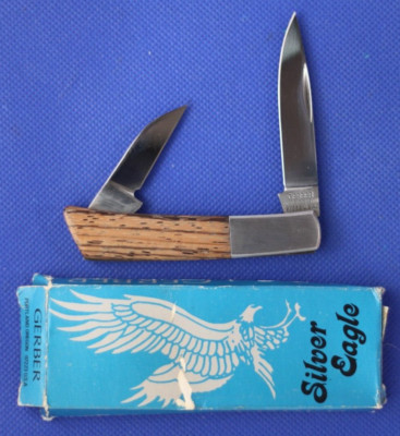 Vintage Gerber Silver Eagle 250B Wood, 2 blade, NIB, NOS