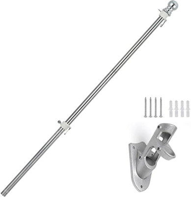 6FT Flag Pole Kit Heavy Duty Bracket Metal Pole With 2 Rotating Rings For Garden