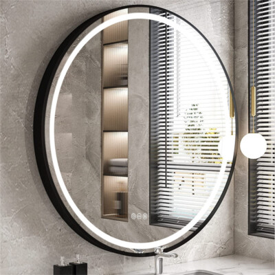 Circle Led Illuminated Bathroom Mirror Dimmable Anti-fog HD Smart Vanity Mirror 