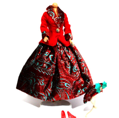 Barbie Doll Formal Fashion Red Skirt Red Velvet Jacket Barret Shoes NEW
