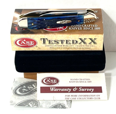 2000 CASE XX 6249 WSS Copperhead Wharncliffe Knife Blue Bone 2 Blade NEW