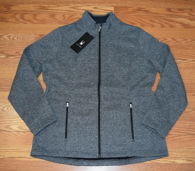 NWT Womens SPYDER Black Gray Fleece Lined Full Zip Knit...
