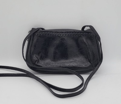 Hobo Black Glossy Leather Zip Around Crossbody NWOT 