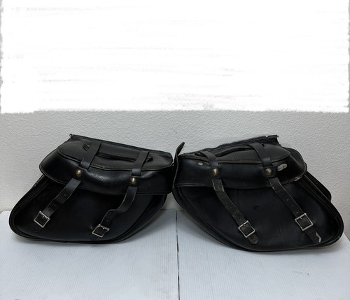 BE・ALL LEATHER SADDLE BLACK SD-BA-1301 Leatherworks Deluxe Wide Angle Leather Saddlebags For Harley