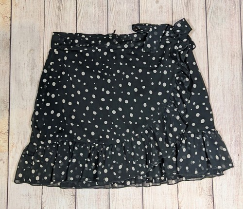 【BAON】25SS★ [BAONHAUS] It Dot Layered Wrap Mini Skirt URBAN OUTFITTERS Women's Black/White Polka Dot Faux Wrap