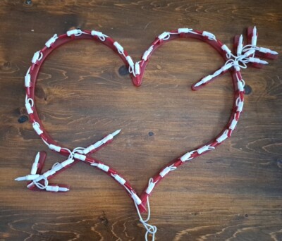 Valentine's Day Red Heart With Arrow Lighted Window Silhouette  Decoration 2000 