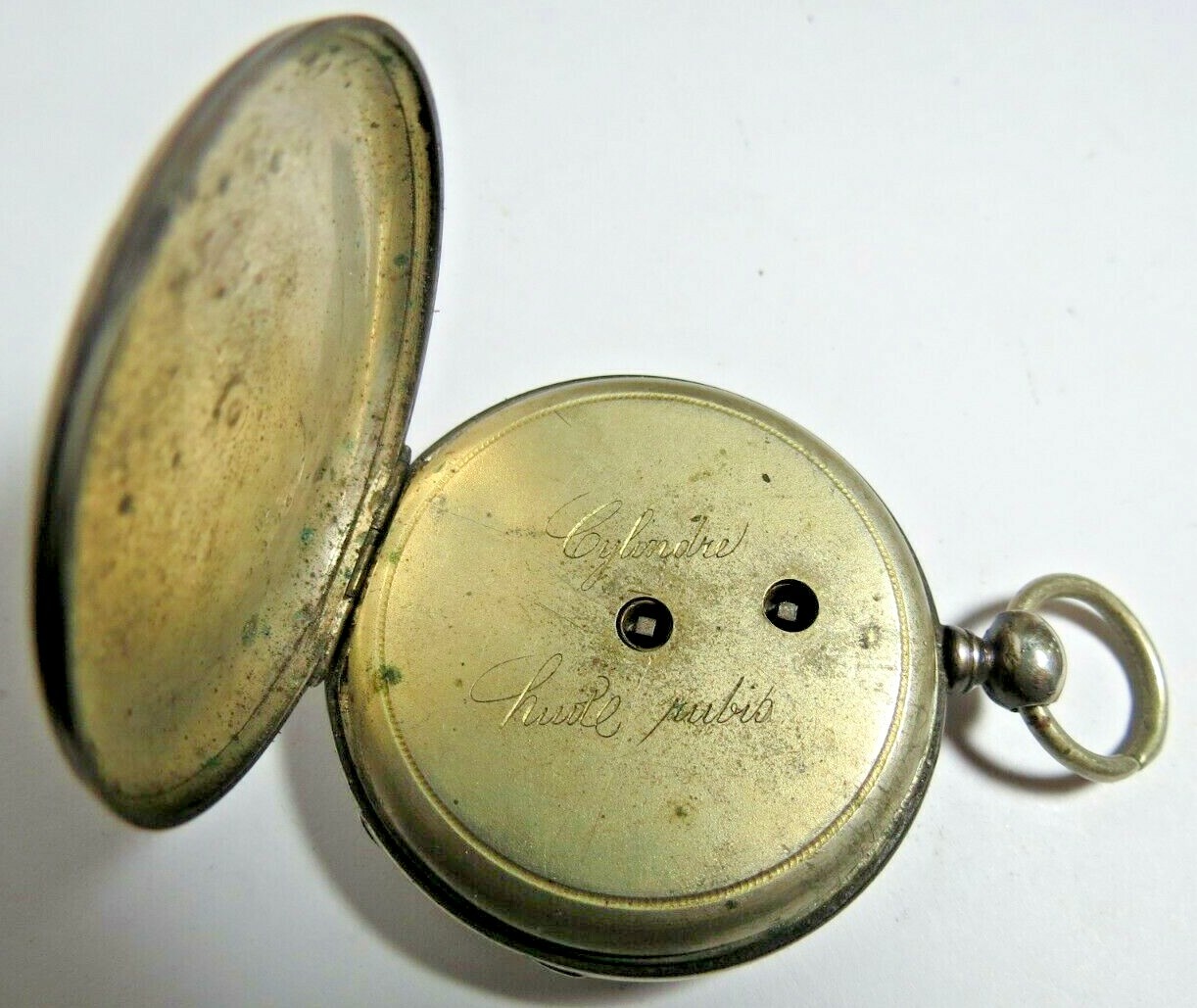 ANTIQUE SWISS BL CYLINDER POCKET WATCH KEY SET & WIND SILVER CASE 800