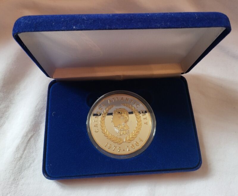 Rare Caesars Atlantic City 25th Anniversary .999 Silver Medallion Medal