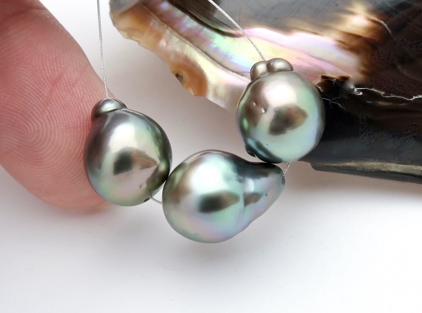 3 RARE 11.1-12mm AA+ ROBERT WAN TAHITIAN BLACK BRIGHT PEACOCK CULTURED PEARLS