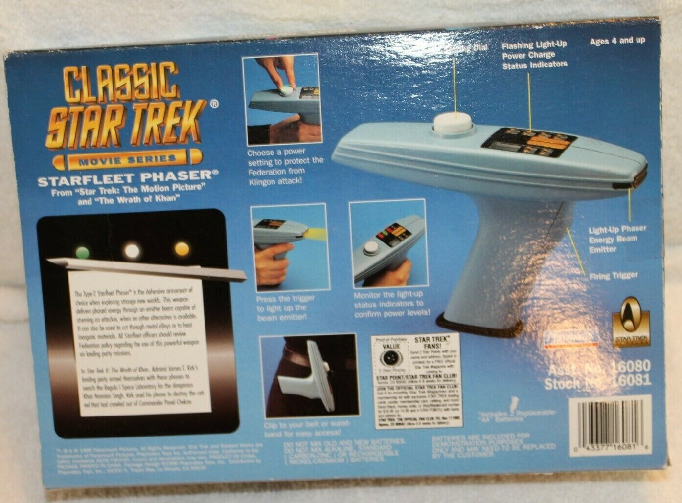 MIB Classic Star Trek 1&2 Movie Starfleet Phaser Playmates 16080 16081 1996