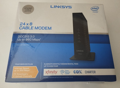 Linksys DOCSIS 3.0 24x8 Cable Modem CM3024 with Coax Cable New In Box