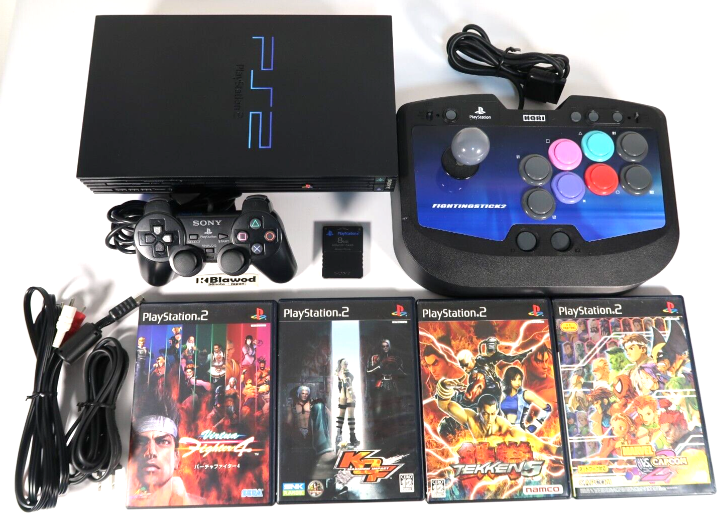PS2 SCPH-50000 Black Console & 4 game softw MARVEL VS