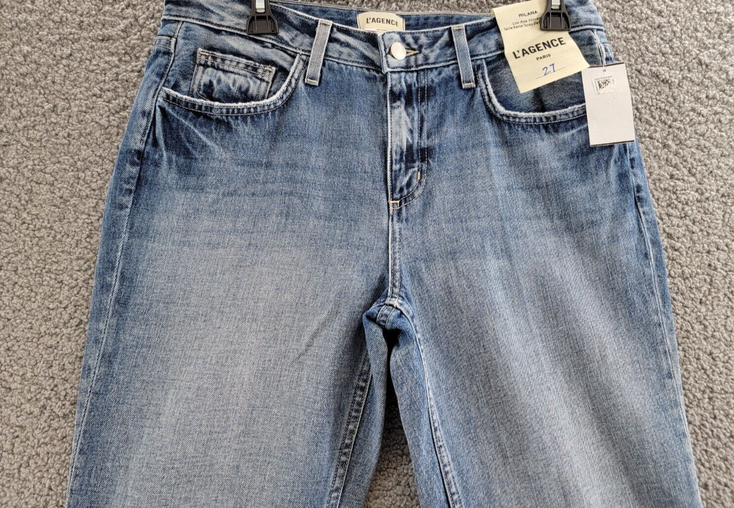 L'AGENCE Milana Mid Rise Straight Jeans Women's 27 Granada Button Zip Closure - Picture 3 of 18