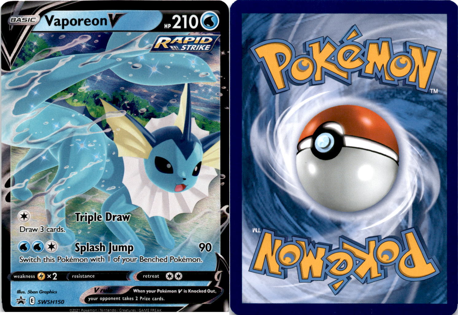2021 Pokemon, Sword & Shield Promos, #SWSH150 Vaporeon V 2021 Pokemon, Sword & Shield Promos, #SWSH150 Vaporeon V
