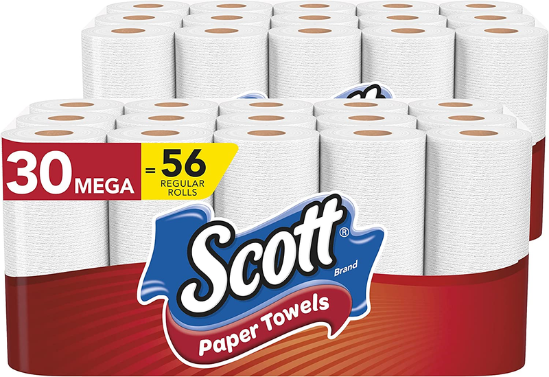 2 Packs of 15 Scott Paper Towels  30 Mega Rolls = 56 Regular Rolls
