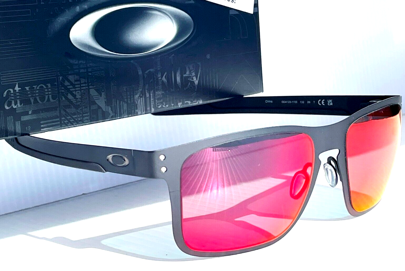 Pre-owned Oakley Holbrook Metal Matte Black Polarized Galaxy Magenta Sunglass 4123 In Purple