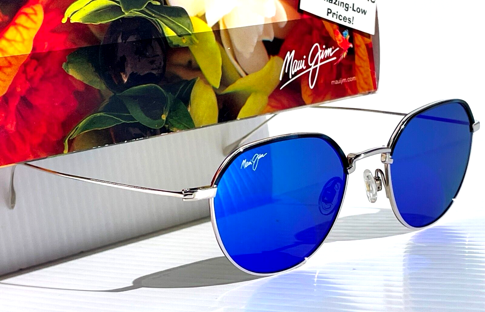 Pre-owned Maui Jim Island Eyes Matte Silver Polarized Blue Lens Sunglass B859-17