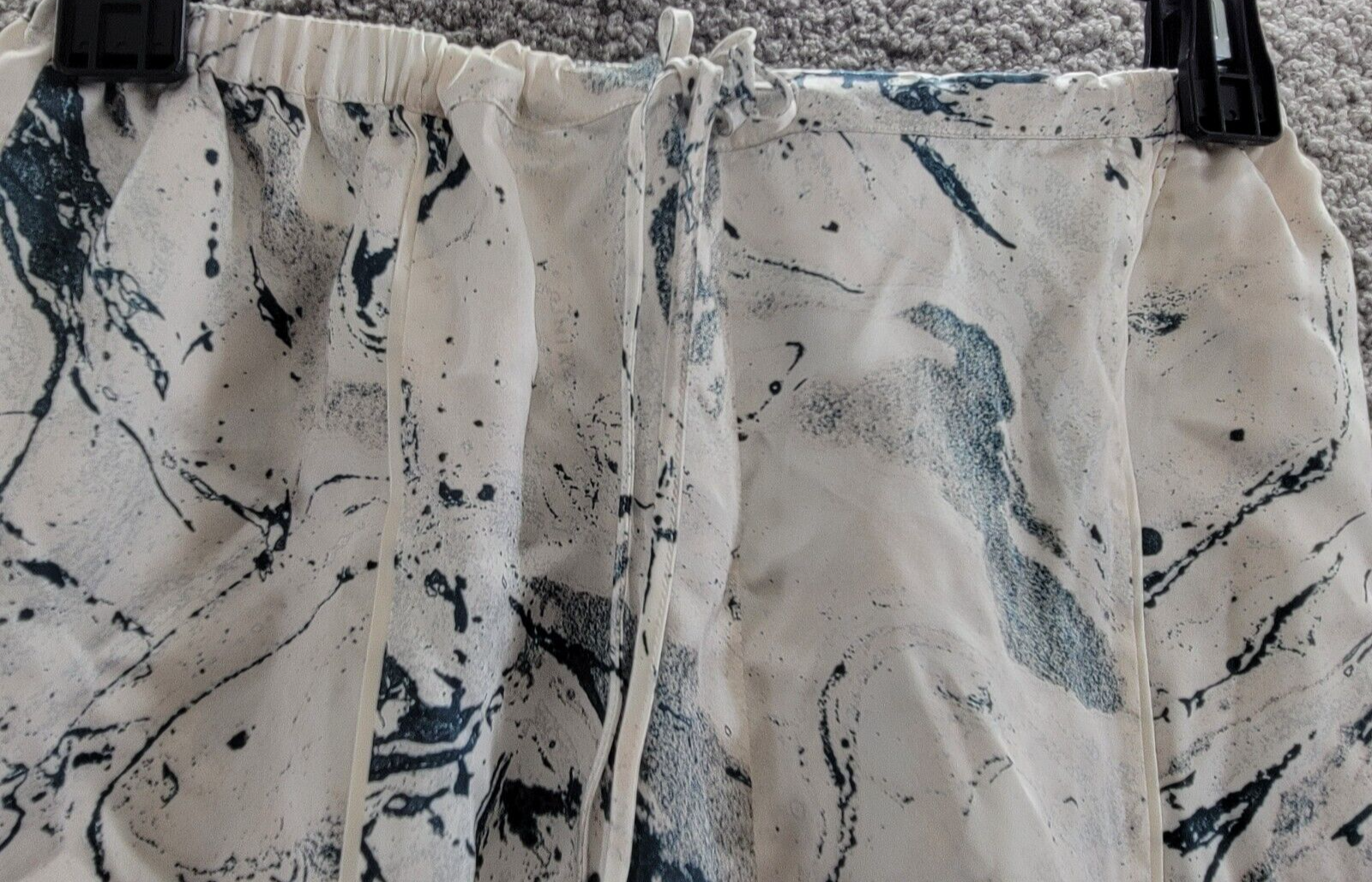 GINIA Silk Pajama Shorts Women's 8US Carrara Marble Drawstring Elastic Waist - Picture 3 of 17