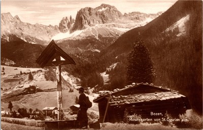 St Cyprian Bozen Bolzano Tyrol Alto Aldige Italy Trinks-Bildkarte Postcard RPPC