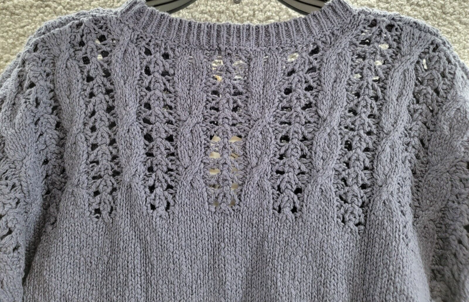 Splendid Mason Mixed Knit Ribbed Hem Sweater Women's XS Ash Navy Short Sleeve - Picture 11 of 16