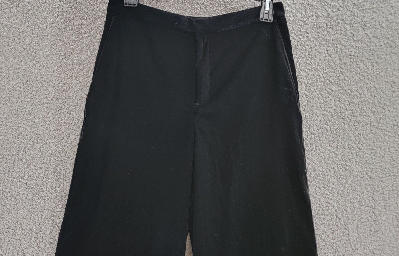 Lauren Ralph Lauren Velvet Wide Leg Pants Womens 12 Black Zip Hook & Eye Closure - Picture 3 of 19