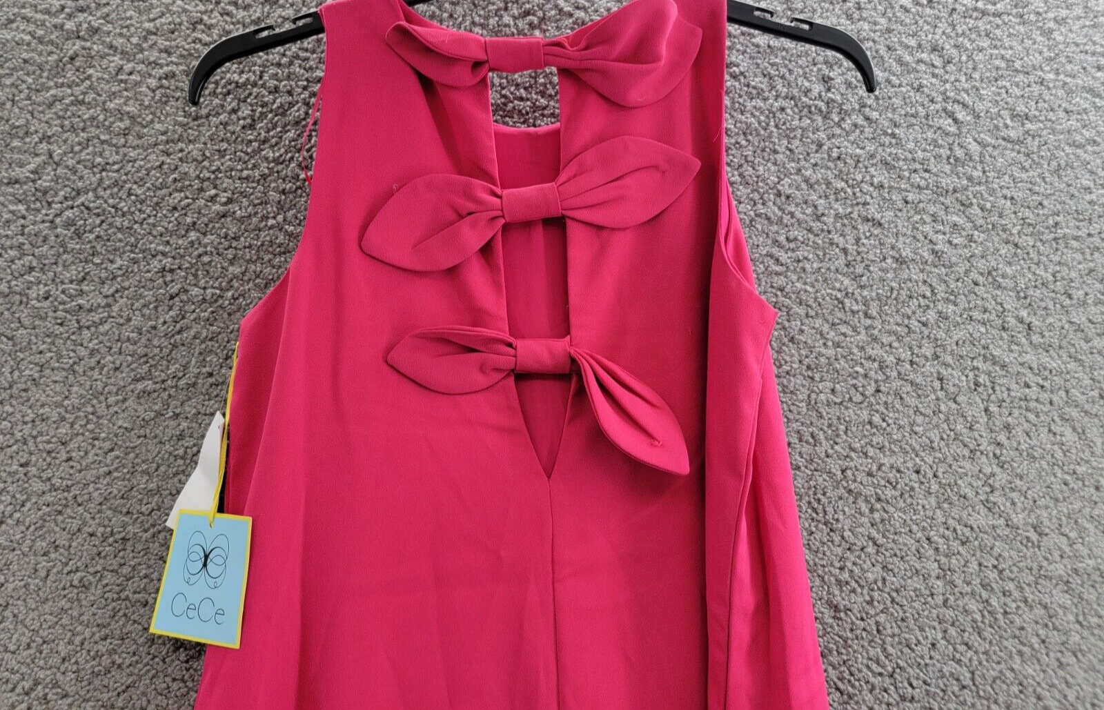 CeCe A-Line Back Bow Detailed Dress Women's 4 Pink Peacock Back Button Closure - Picture 10 of 15