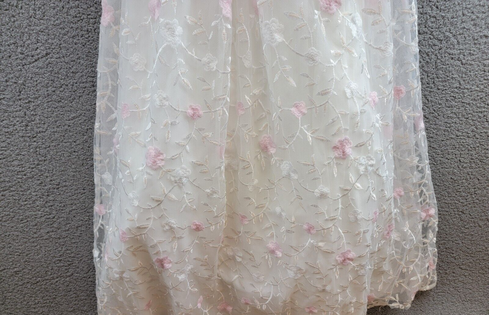 City Studio Floral Embroidered Tulle Bustier Gown Juniors 3/4 Ivory Multi Zipped - Picture 4 of 15