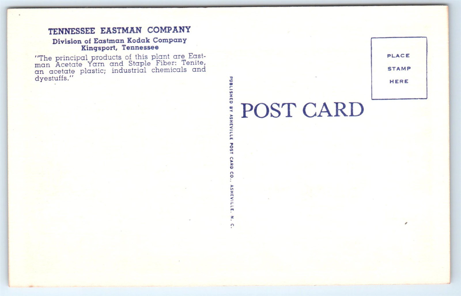 Postcard TN Kingsport Eastman Co Plant Aerial View Vtg Linen D7