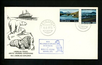 Postal History Iceland Scott #413+476 Arctic Expedition Event 1975 Reykjavik