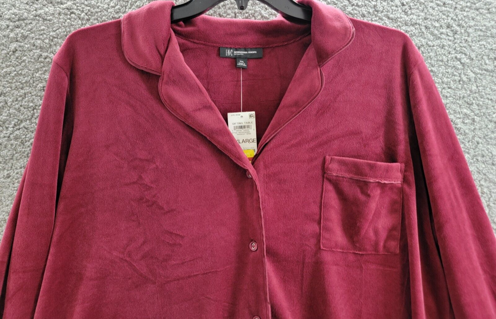 I.N.C. International Concepts Velour Notch Collar Packaged Pajama Women's XXL - Picture 3 of 17