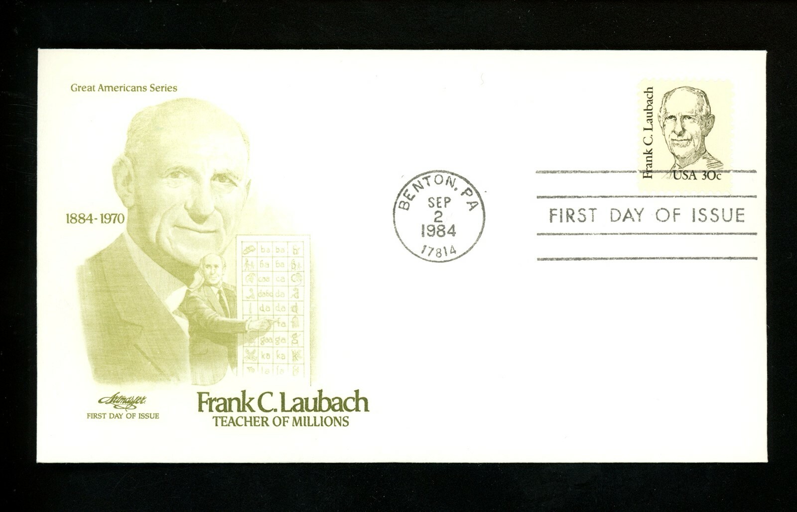 US FDC #1864 Artmaster 1984 Benton, PA Frank Laubach Great