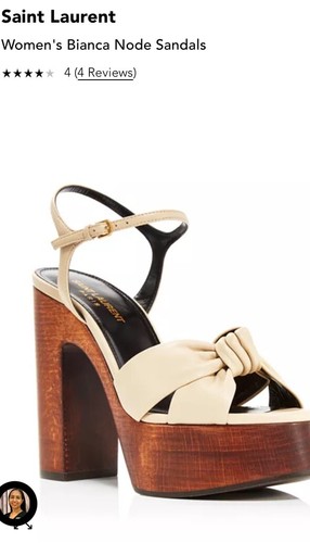 【完売必至】サンローラン■Bianca プラットフォーム サンダル SAINT LAURENT NIB $1095 Bianca Cream Knotted Leather