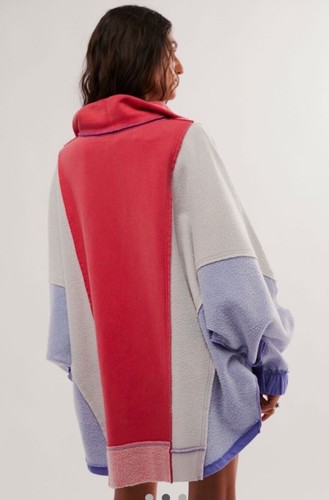 Толстовка Free People Sidewalk Sweatshirt Мягкая Hi Lo пушистая с напуском Огненнокрасная комбинированная L NWT