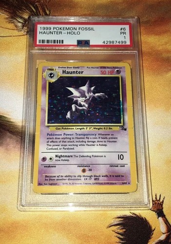 PSA 1 Haunter Fossil 6/62 Blue Stain Error Misprint Holo PSA 1 Haunter Fossil 6/62 Blue Stain Error Misprint Holo