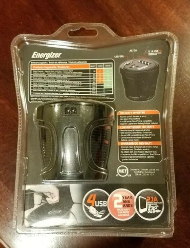 ENERGIZER Car Charger Inverter Adapter Power Bright Cup 4 USB Port Black DP new