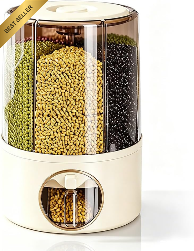 Rotatable Grain Storage Barrel, Large-Capacity Food Storage Container, Transpare
