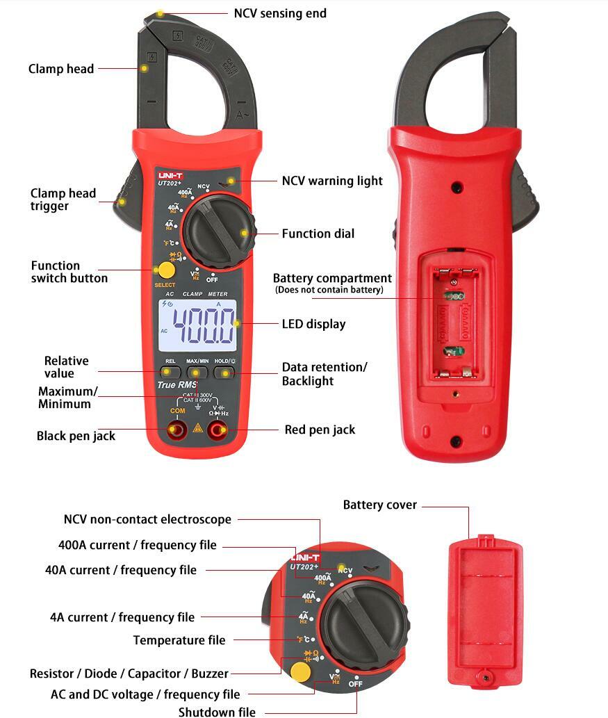 UNIT Digital Clamp Meter UT201+ UT202+ UT203+ UT204+AC DC Current
