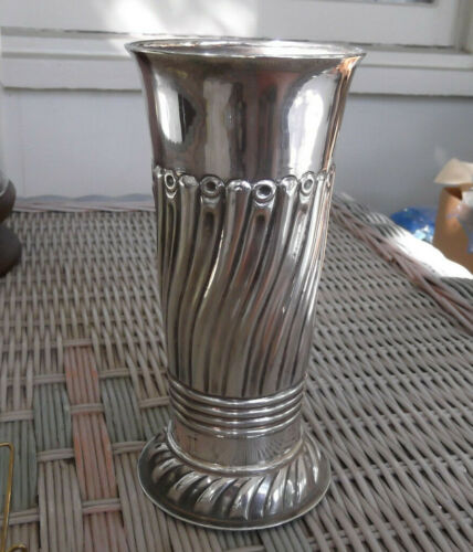 Sterling Silver Vase with Hand Hammered Ribs - Raj Period India - 277 gms.