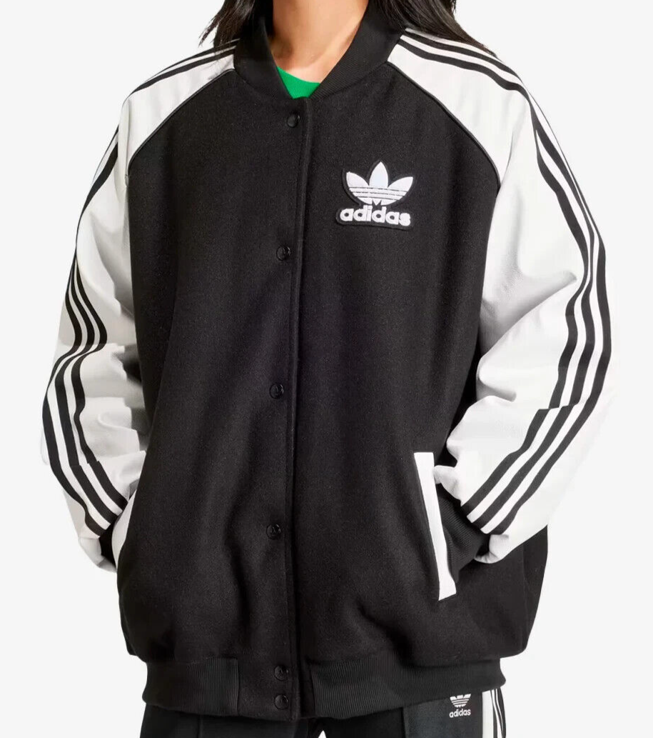 2025-25 秋冬新作  ハイブランドの 新品 adidas SST BOMBER JACKET 袖革スタジャン L 専 ジャケット・アウター