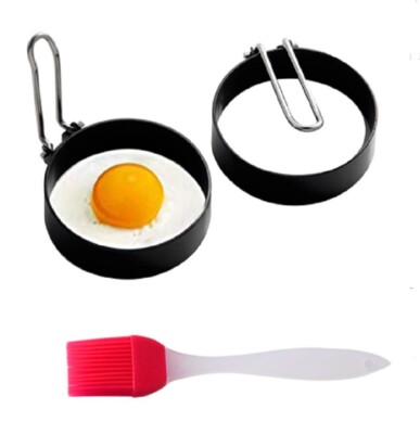 2-Piece Non-Stick Egg Shaper & Pancake Mold Ring Set -Cooking Tool Breakfast Aid
